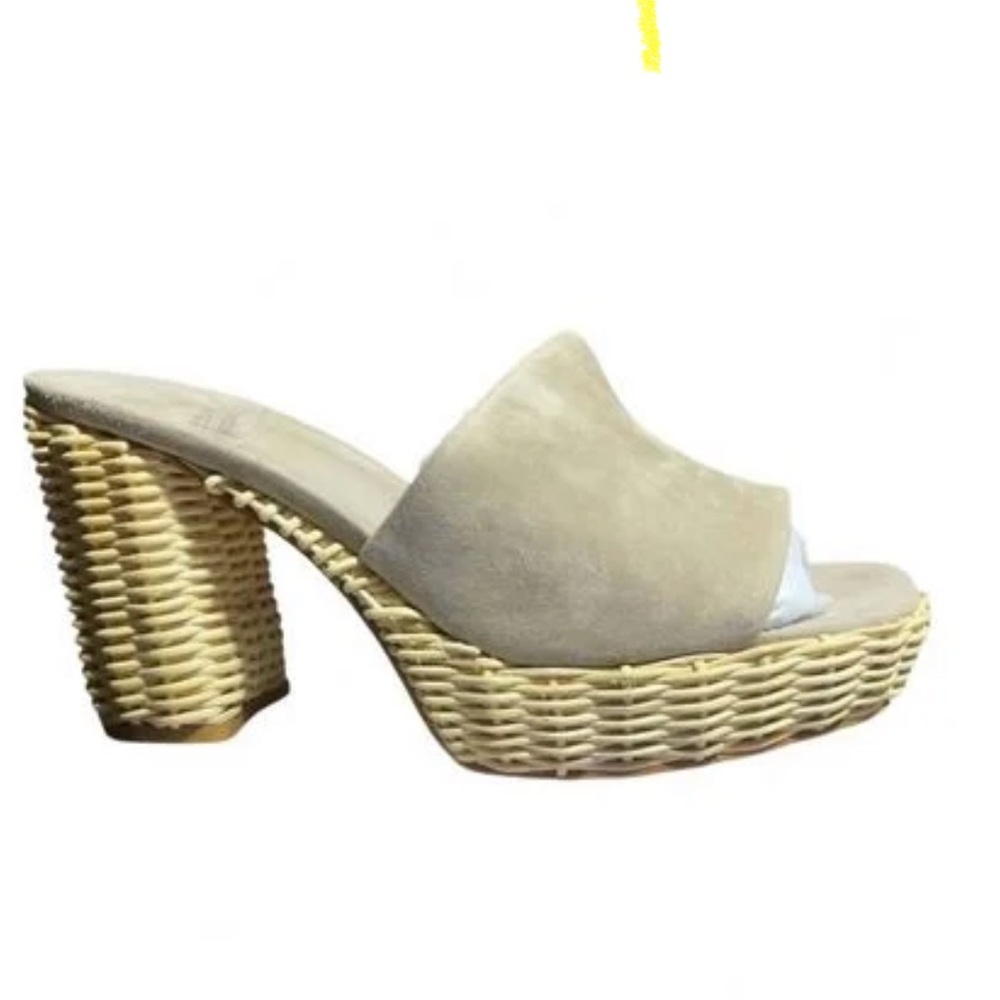 Jeffrey Campbell Magda Wicker Wedge Heel Taupe Sz 8 New - Picture 5 of 8